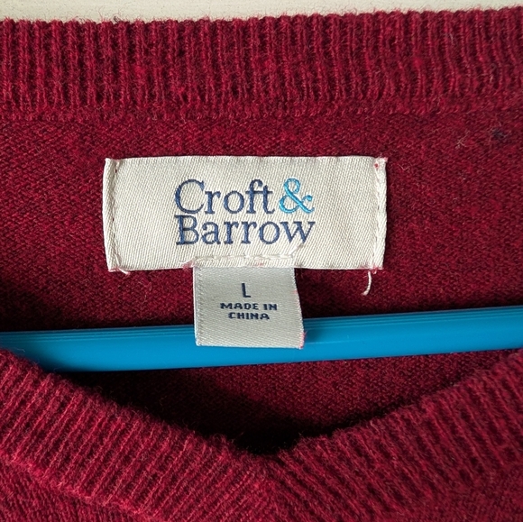 Croft & Barrow Men's Red Argyle Sweater L - Picture 2 of 4